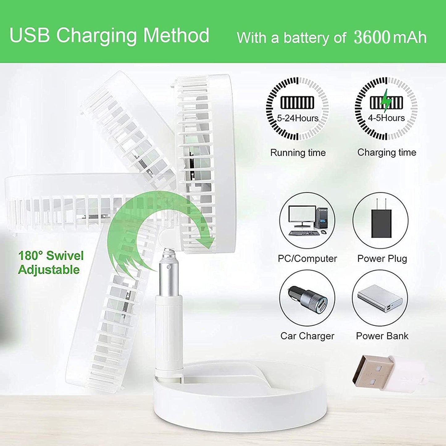 Compact USB Rechargeable Handheld Fan – Multi-Speed Personal Cooling
