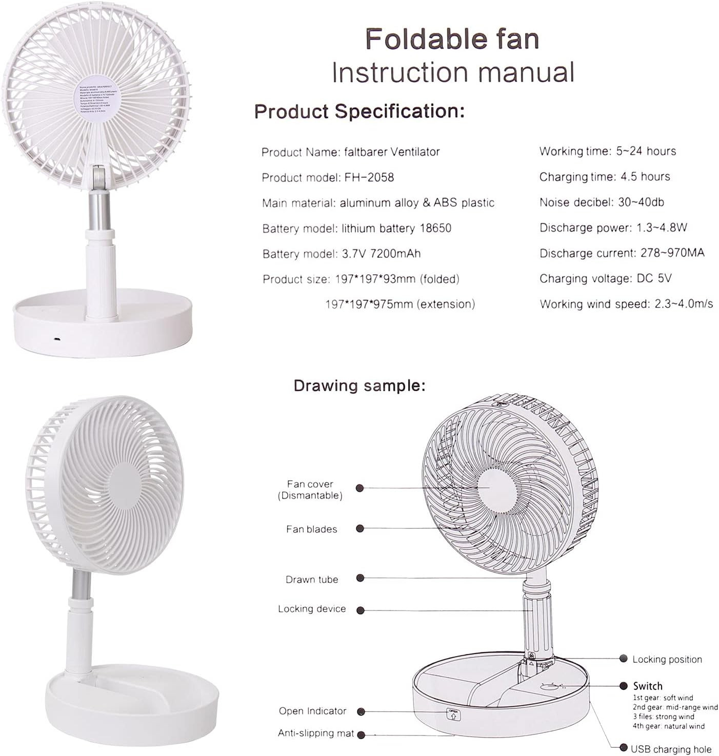 Compact USB Rechargeable Handheld Fan – Multi-Speed Personal Cooling
