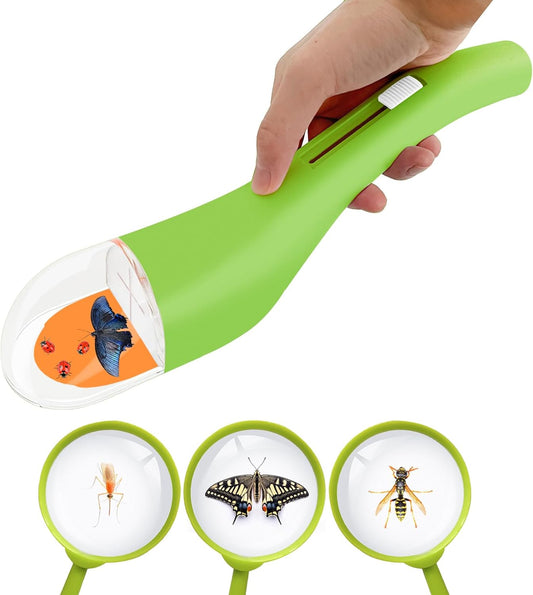 Fly Spider Catcher, Handheld Spider Catcher Long Handle, Bug Catcher for Kids, Bug Catcher with Magnifierfor, Fly Catching Tool for Children to Observe and Quick Release Insects (Green)
