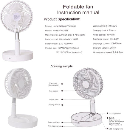Compact USB Rechargeable Handheld Fan – Multi-Speed Personal Cooling